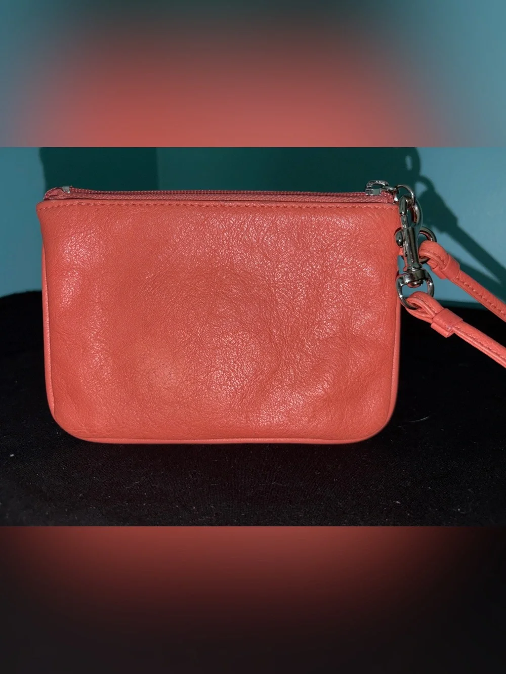 Coach Coral Pebble Leather Wristlet with COA